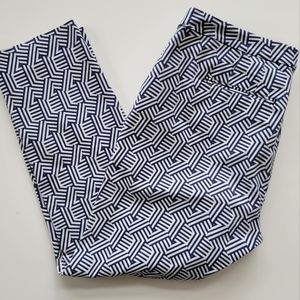 Boden | Cotton Blend Ankle Pants Navy Blue White Sz 10R